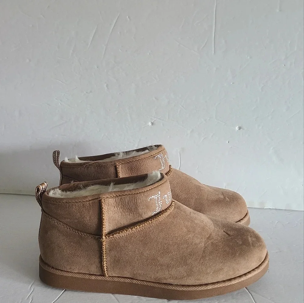 Juicy Couture brown crop boots sz.7 fabric